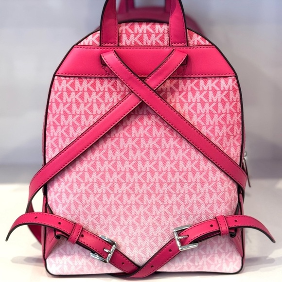 Michael Kors Jaycee Medium Ombré Signature Logo Backpack Dragonfruit - Picture 6 of 8